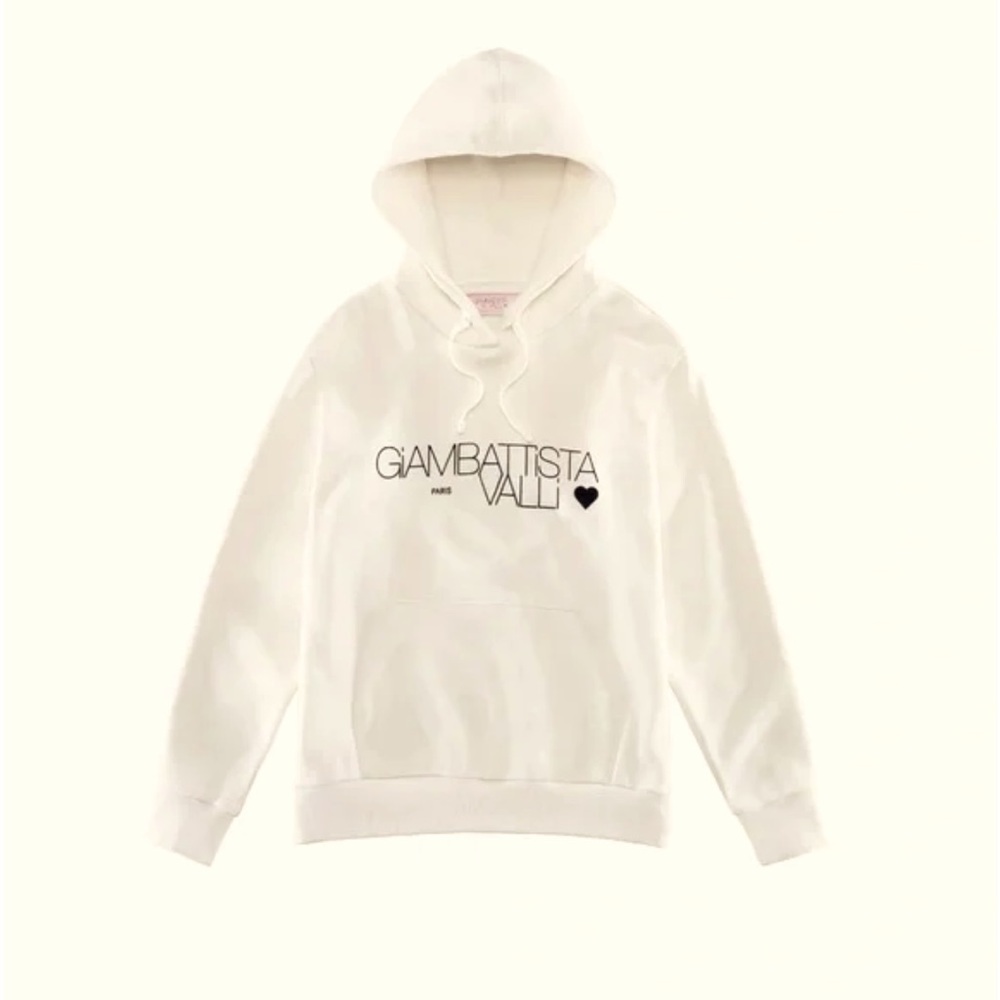 GIAMBATTISTA VALLI x H&M Collaboration Cotton Ivory Hoodie Sweatshirt Medium